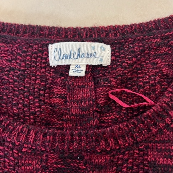 Cloud chaser, maroon, and black cable, knit sweater dress, size extra large - Picture 3 of 7